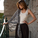 Helena - Silk Scarf Shawl - Brown and Blue