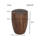Haussmann Mango Wood Merlot Wood End table 15 in D x 20 in Height Mocha Oil