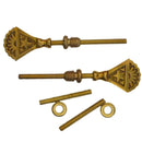 Star Cheval Mirror Mount Set Brass Hinges for Swivel Mirrors, Includes Decorative Heads and Hardware