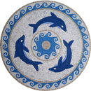 Dolphins Medallion Mosaic Marble Art