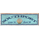 Southport, North Carolina Latitude Longitude Wooden Sign | Wall Art Print on Real Wood | Seashell Blue Coastal House Home Decor