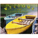 Welcome to Lake Dora Boats   | Wall Art Print on Real Wood