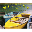 Welcome to Mount Dora Boats   | Wall Art Print on Real Wood