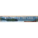 Welcome to Mount Dora Red Canoe Mountains   | Wall Art Print on Real Wood