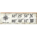 Beaufort, SC Compass White Latitude Longitude   | Wall Art Print on Real Wood