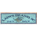 Lady's Island, SC Blue Crab Blue Latitude Longitude   | Wall Art Print on Real Wood