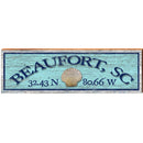 Beaufort, SC Sea Shell Blue Latitude Longitude   | Wall Art Print on Real Wood