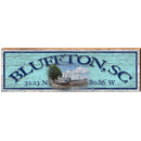 Bluffton, SC Harbor Blue Latitude Longitude   | Wall Art Print on Real Wood