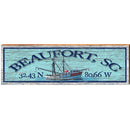 Beaufort, SC Shrimp Boat Blue Latitude Longitude   | Wall Art Print on Real Wood