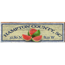 Hampton County, SC Watermelon Yellow Latitude Longitude   | Wall Art Print on Real Wood