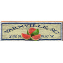Varnville, SC Watermelon Yellow Latitude Longitude   | Wall Art Print on Real Wood