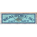 Beaufort, SC Blue Crab Blue Latitude Longitude   | Wall Art Print on Real Wood