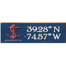 Ocean City Anchor Dark Blue Latitude Longitude MAR15 | Wall Art Print on Real Wood