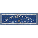 Ocean City Star Fish Dark Blue Latitude Longitude MAR15 | Wall Art Print on Real Wood