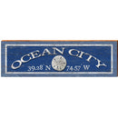 Ocean City Sand Dollar Dark Blue Latitude Longitude MAR15 | Wall Art Print on Real Wood