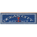 Ocean City Anchor Dark Blue Latitude Longitude MAR15 | Wall Art Print on Real Wood