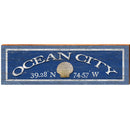 Ocean City Shell Dark Blue Latitude Longitude MAR15 | Wall Art Print on Real Wood
