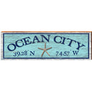 Ocean City, New Jersey Starfish Latitude Longitude Sign | Home Decor Wall Art Print on Real Wood