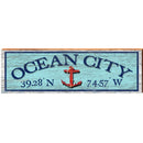 Ocean City Anchor Blue Latitude Longitude MAR15 | Wall Art Print on Real Wood