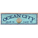 Ocean City Shell Blue Latitude Longitude MAR15 | Wall Art Print on Real Wood