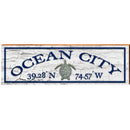 Ocean City Sea Turtle White Latitude Longitude MAR15 | Wall Art Print on Real Wood
