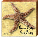 Ocean City, New Jersey Starfish Yellow  | Wall Art Print on Real Wood