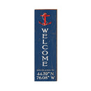 1000 Islands Red Anchor Welcome Latitude Longitude Vertical | Wall Art Print on Real Wood