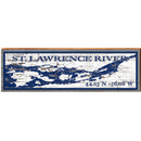 St. Lawrence River Shabby Map Latitude Longitude | Wall Art Print on Real Wood
