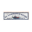 St. Lawrence River, NY Boat White Latitude Longitude | Wall Art Print on Real Wood