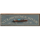 St. Lawrence River Vintage Boat Blue Latitude Longitude | Wall Art Print on Real Wood