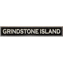 Grindstone Island Black Sign | Wall Art Print on Real Wood
