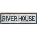 River House Shabby Sign | Wall Art Print on Real Wood