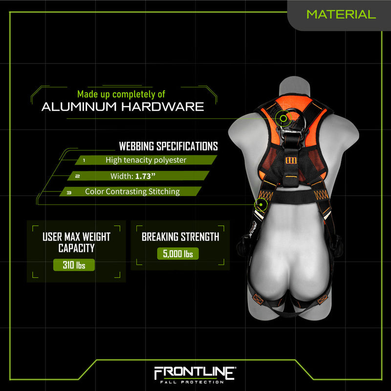 Frontline 110VTB Combat Lite Vest Style Harness with Aluminum Hardware and Suspension Trauma Straps M/L