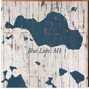 Blue Lake, Michigan Navy & White Shabby Styled Map Wall Art | Wall Art Print on Real Wood