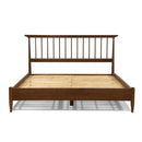 King Size Hardwood Mid Century Platform Bed Frame with Headboard in Walnut