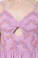 Placement Embroidered Corset Midi Dress with Sweet heart Neckline - XS to 2XL