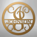 Custom Metal Wall Art - Split Letter Vine Monogram Sign