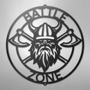 Custom Metal Wall Art - Viking Axe Circle Monogram Sign