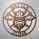 Custom Metal Wall Art - Viking Axe Circle Monogram Sign