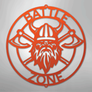 Custom Metal Wall Art - Viking Axe Circle Monogram Sign