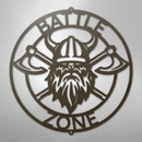 Custom Metal Wall Art - Viking Axe Circle Monogram Sign