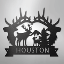 Custom Metal Wall Art - Personalized Antler Monogram Sign