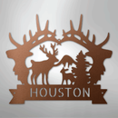 Custom Metal Wall Art - Personalized Antler Monogram Sign