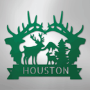 Custom Metal Wall Art - Personalized Antler Monogram Sign