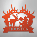 Custom Metal Wall Art - Personalized Antler Monogram Sign