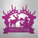 Custom Metal Wall Art - Personalized Antler Monogram Sign