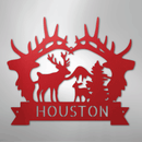 Custom Metal Wall Art - Personalized Antler Monogram Sign