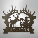 Custom Metal Wall Art - Personalized Antler Monogram Sign