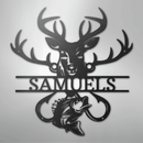Custom Metal Wall Art - Personalized Deer and Fish Sign