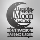 Custom Metal Wall Art - Personalized Moon and Back Monogram Sign